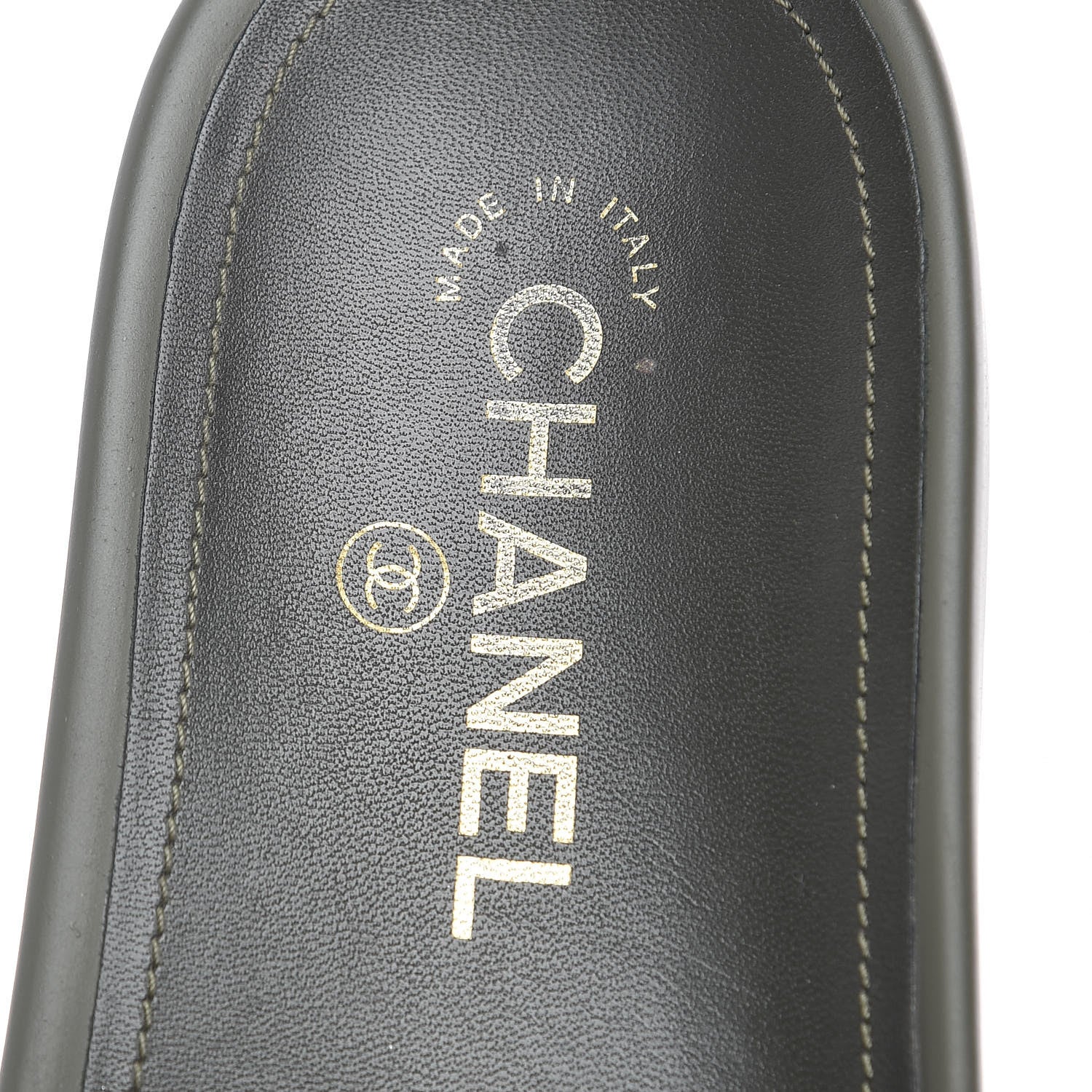 Chanel Canvas Chain Flat Sandals 39 Khaki 10 of 12