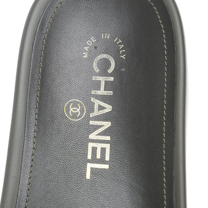 Chanel Canvas Chain Flat Sandals 39 Khaki 10 of 12
