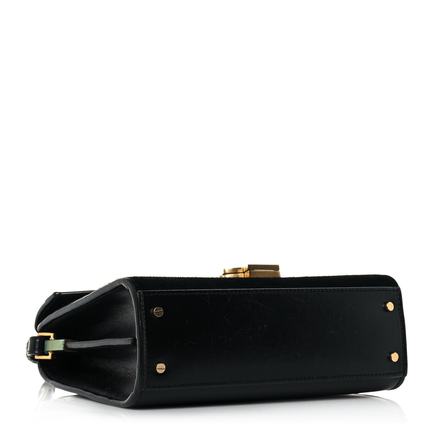 Suede Leopard Print Mini Classic Monogram Cassandra Top Handle Manto Naturale Black