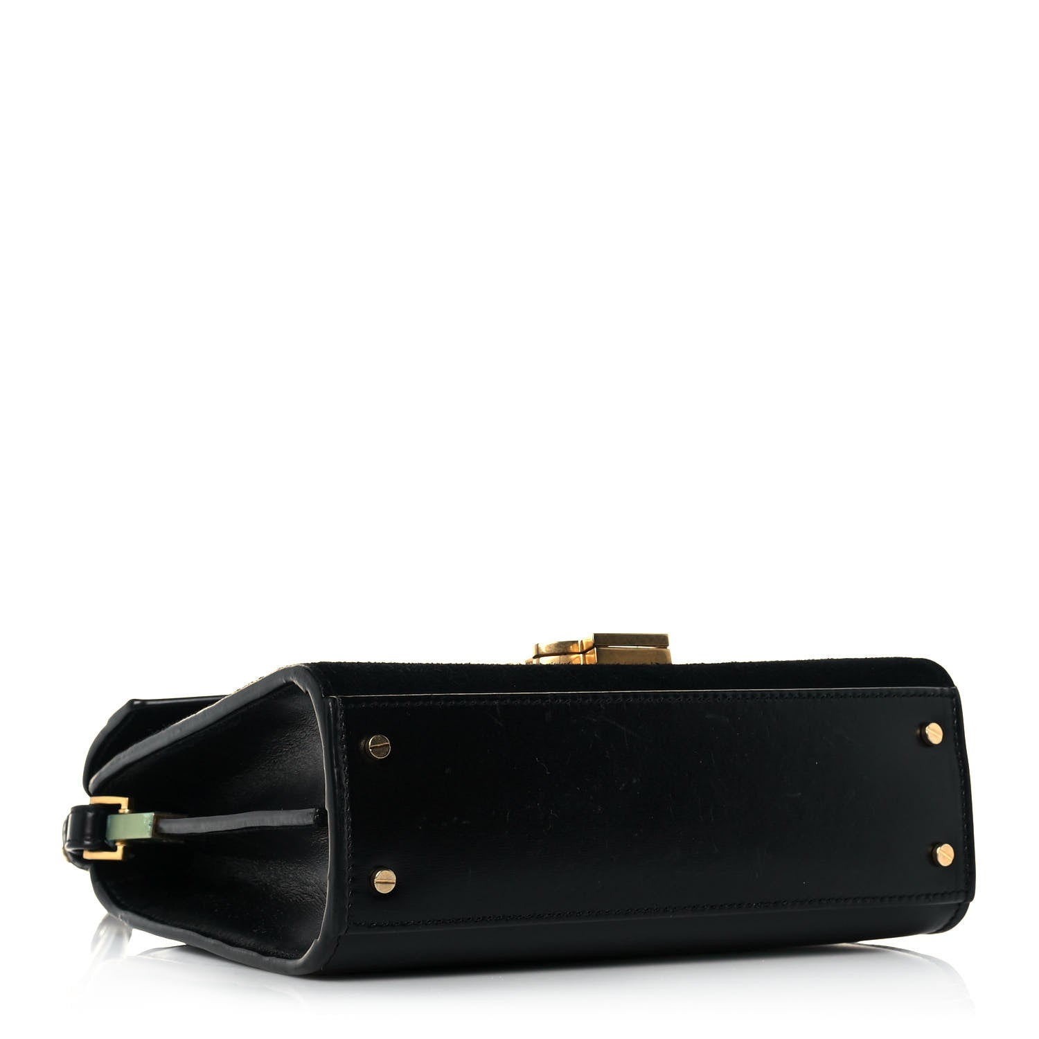 Saint Laurent Suede Leopard Print Mini Classic Monogram Cassandra Top Handle Manto Naturale Black 3 of 11