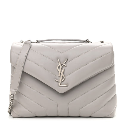 Saint Laurent Calfskin Y Quilted Monogram Small Loulou Chain Satchel Granite 1 of 11