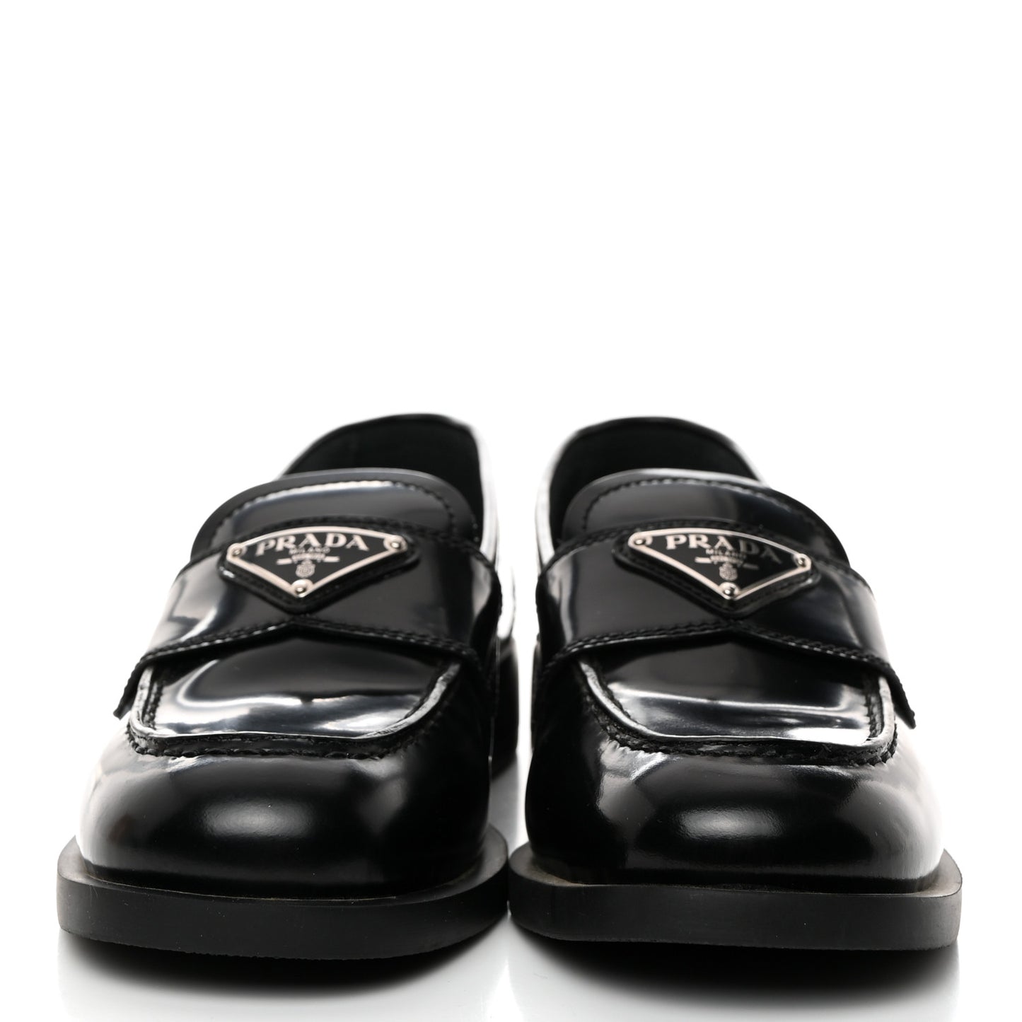 Spazzolato Metal Triangle Logo 50mm Loafers 35 Black
