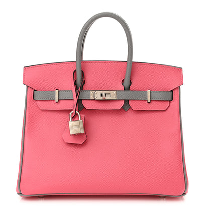 Hermes Epsom Horseshoe Birkin 25 Rose Azalee Gris Mouette 1 of 13