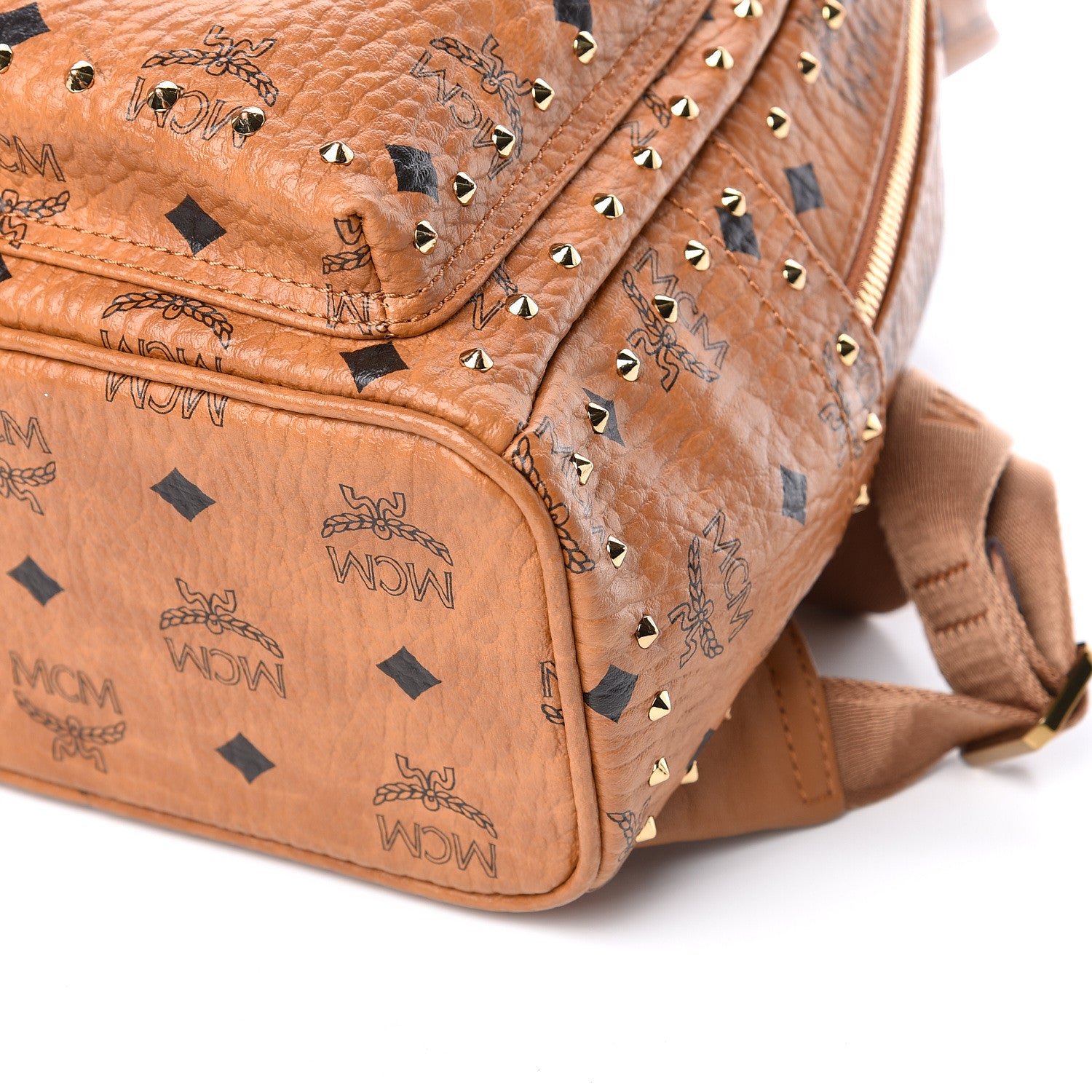 MCM Visetos Outline Stud Mini Stark Backpack Cognac 8 of 9