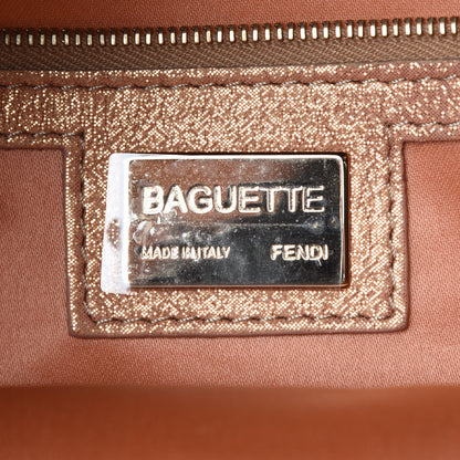 Fendi Metallic Lurex Zucca Vitello Baguette Arancio 8 of 8