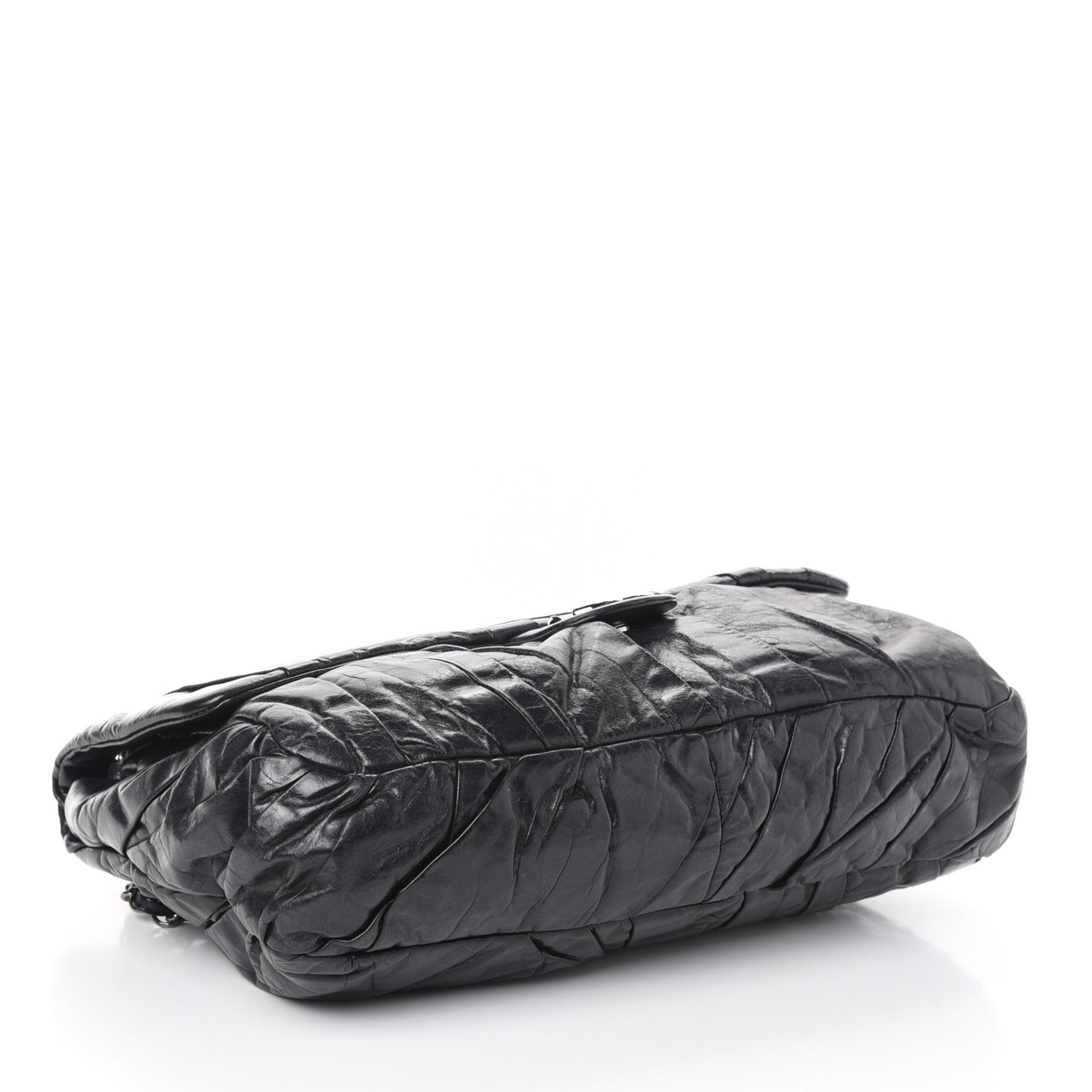 Glazed Calfskin Twisted Maxi Flap Black