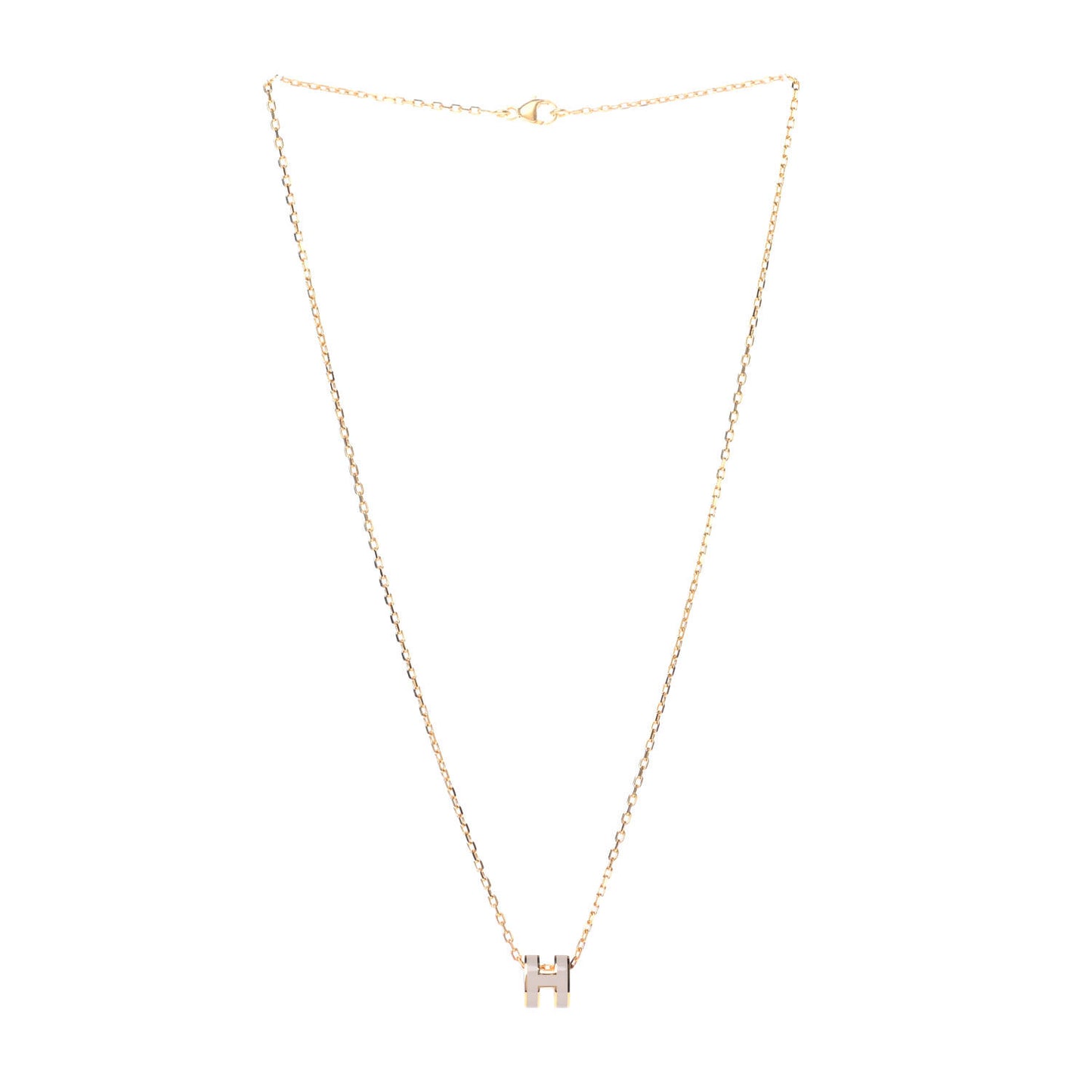Lacquered Gold Mini Pop H Pendant Necklace White