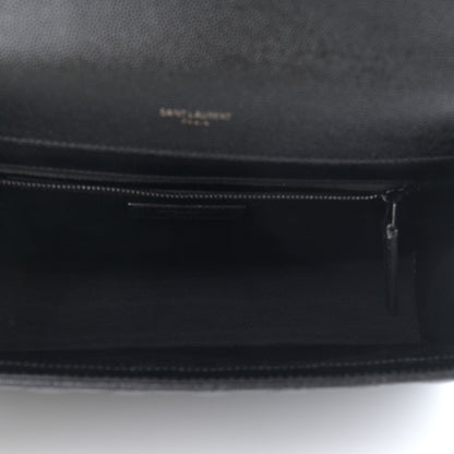 Saint Laurent Grain De Poudre Textured Mixed Matelasse Large Triquilt Monogram Monochrome Satchel Black 4 of 11