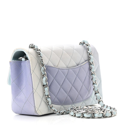 Chanel Perforated Lambskin Quilted Mini Rectangular Flap Light Blue Light Purple White 3 of 12