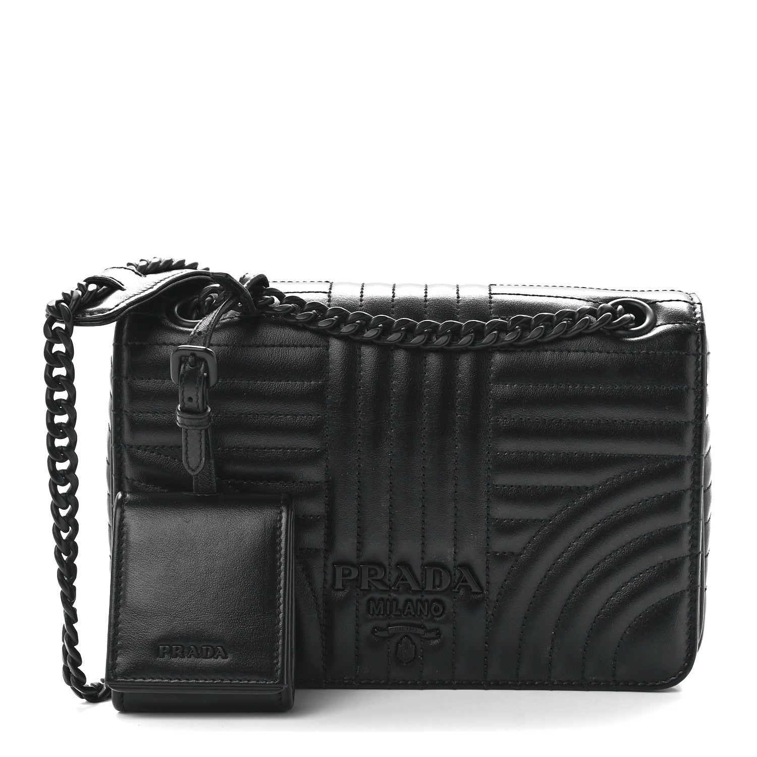 Prada Nappa Impunture Small Diagramme Crossbody Bag Black 1 of 12