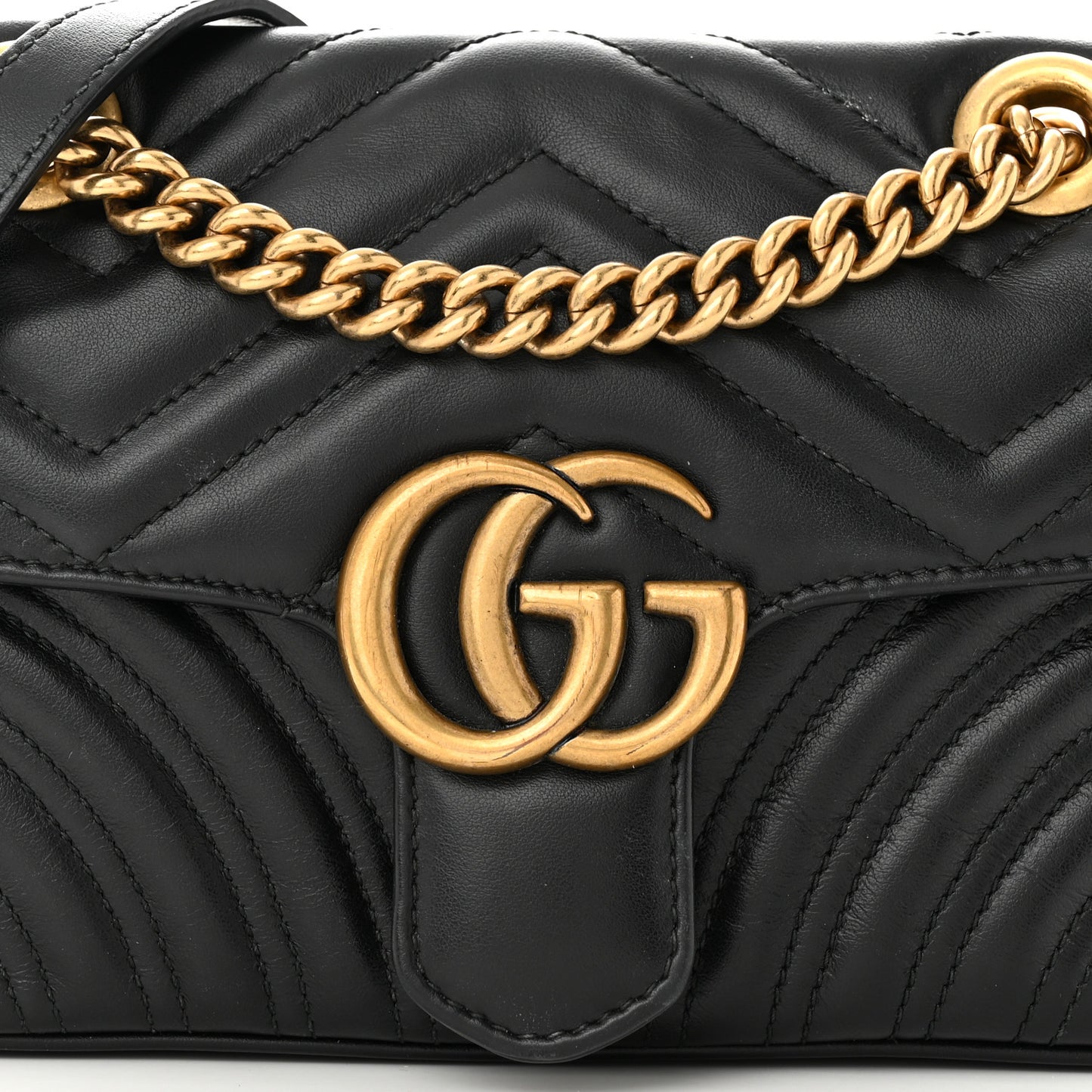 Calfskin Matelasse Mini GG Marmont Shoulder Bag Black