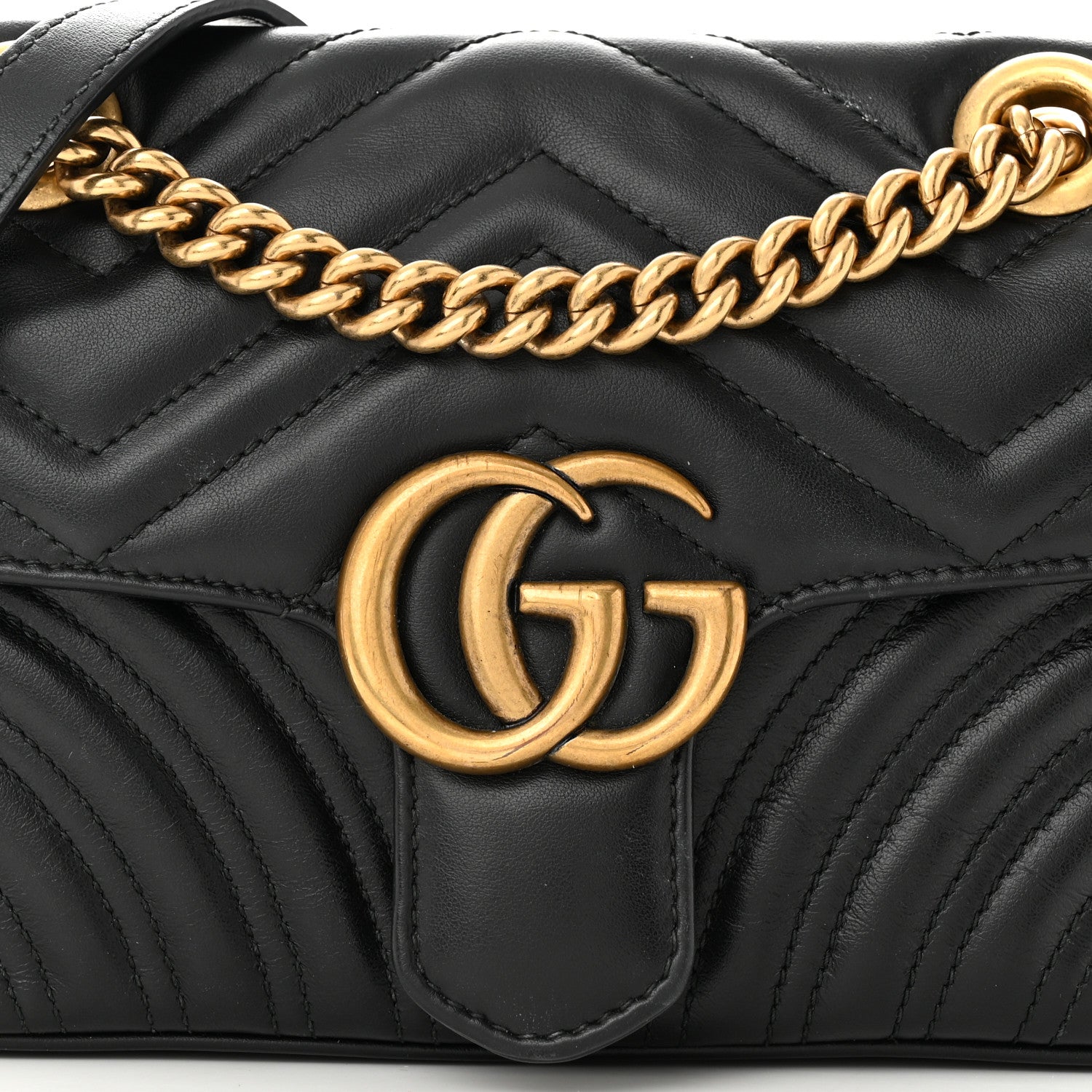 Gucci Calfskin Matelasse Mini GG Marmont Shoulder Bag Black 8 of 12