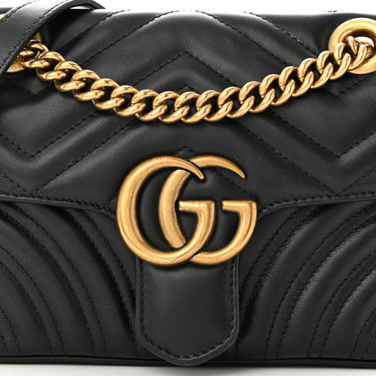 Gucci Calfskin Matelasse Mini GG Marmont Shoulder Bag Black 8 of 12