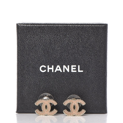 Chanel Enamel CC Earrings Beige Gold 5 of 5