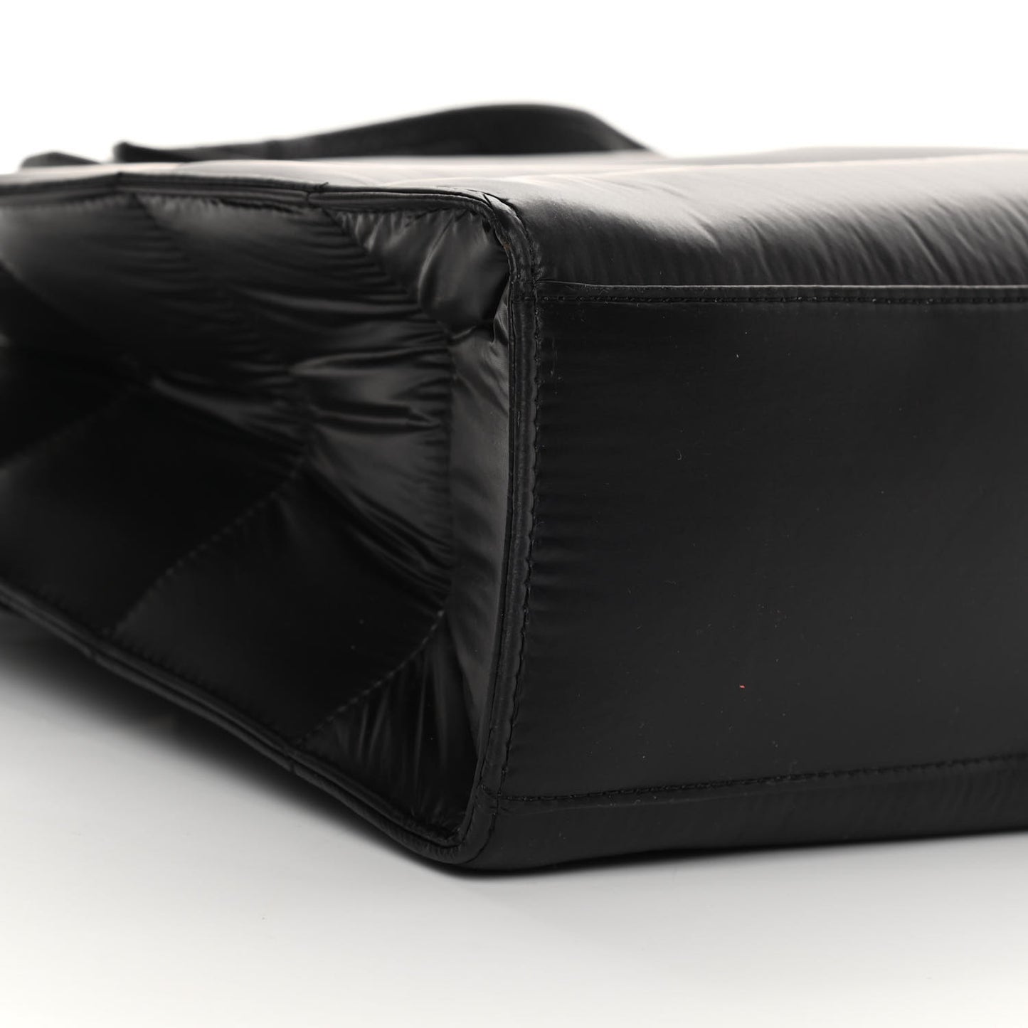Nylon Medium Puff Shopping Bag Black