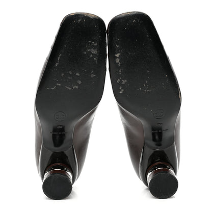 Chanel Lambskin Patent Pumps 39 Brown 5 of 9