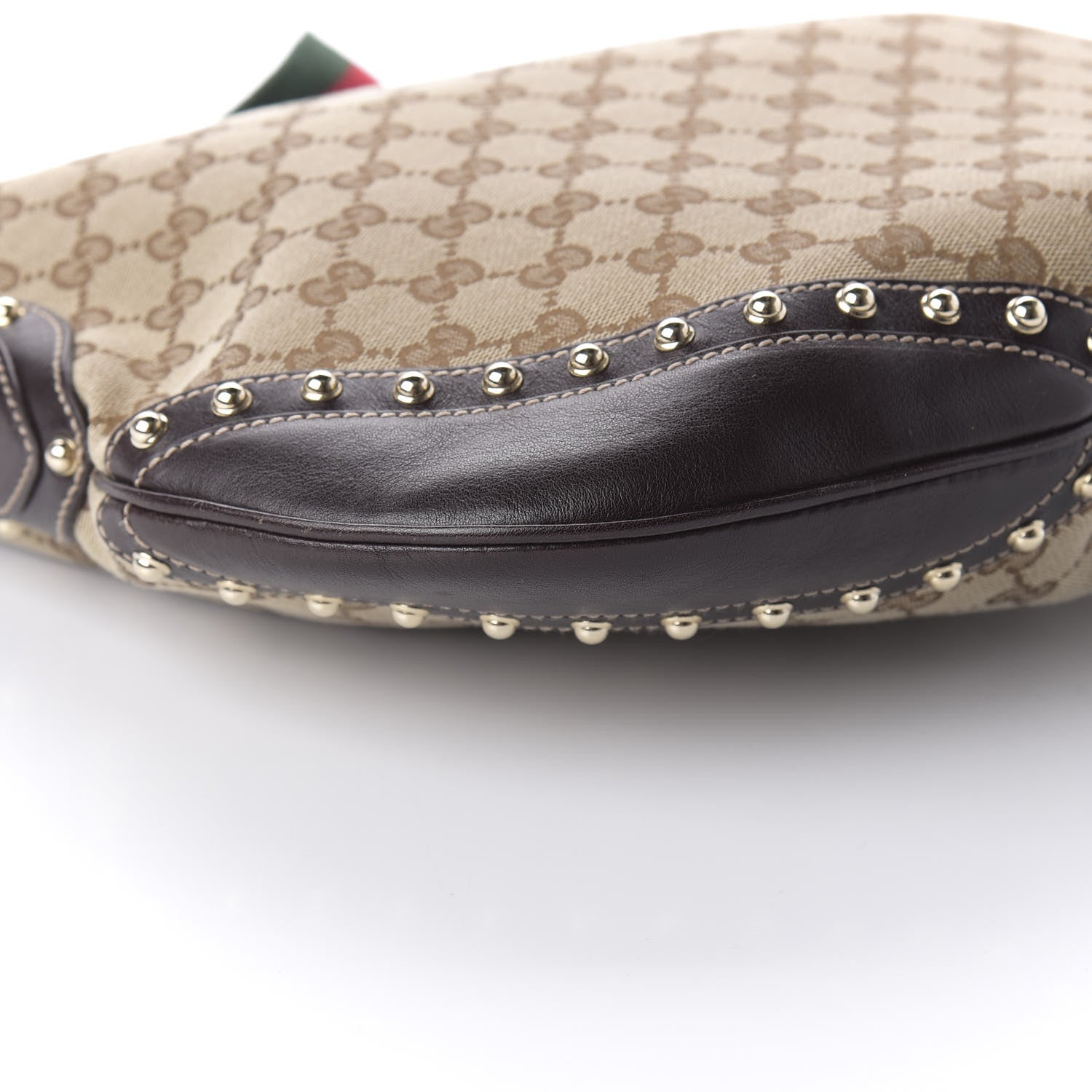Gucci Monogram Web Studded Pelham Shoulder Bag Dark Brown 6 of 10