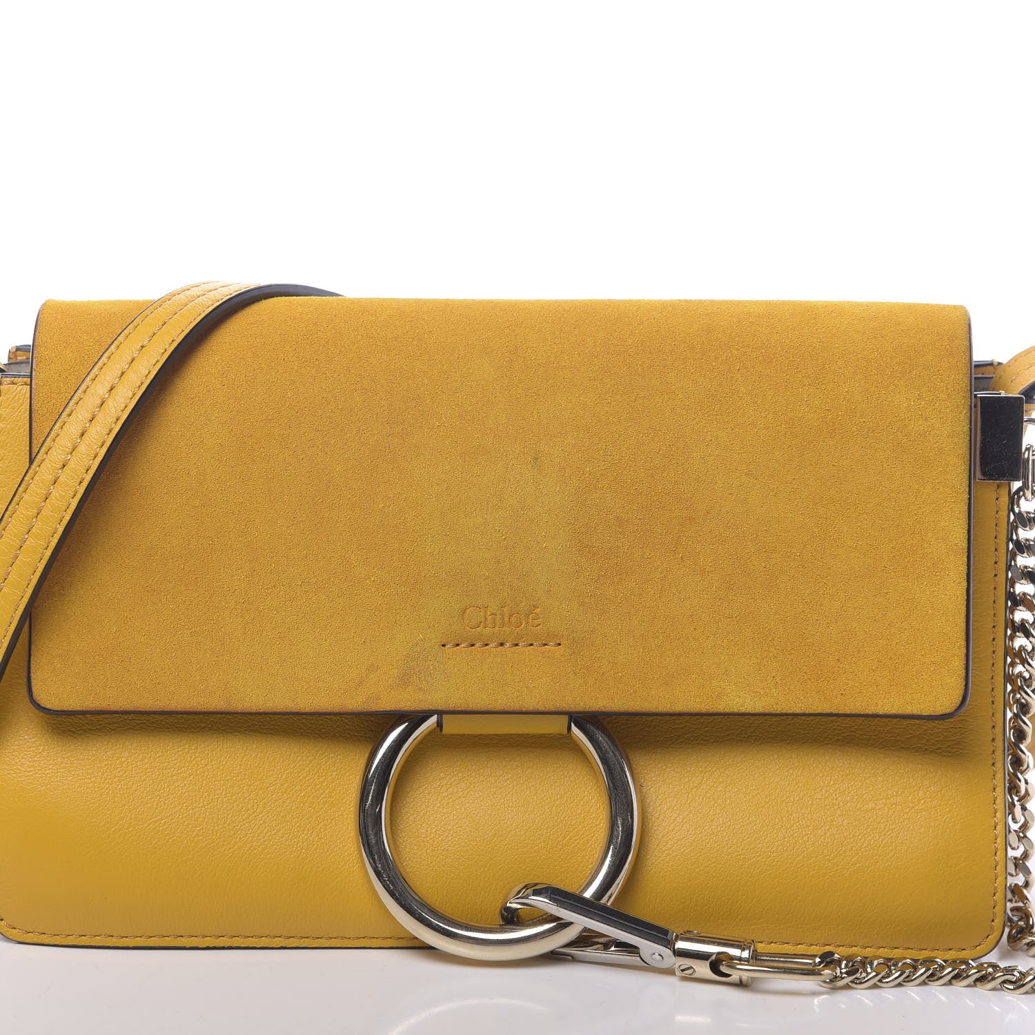 Chloe Suede Calfskin Small Faye Shoulder Bag Dusty Yellow 12 of 12