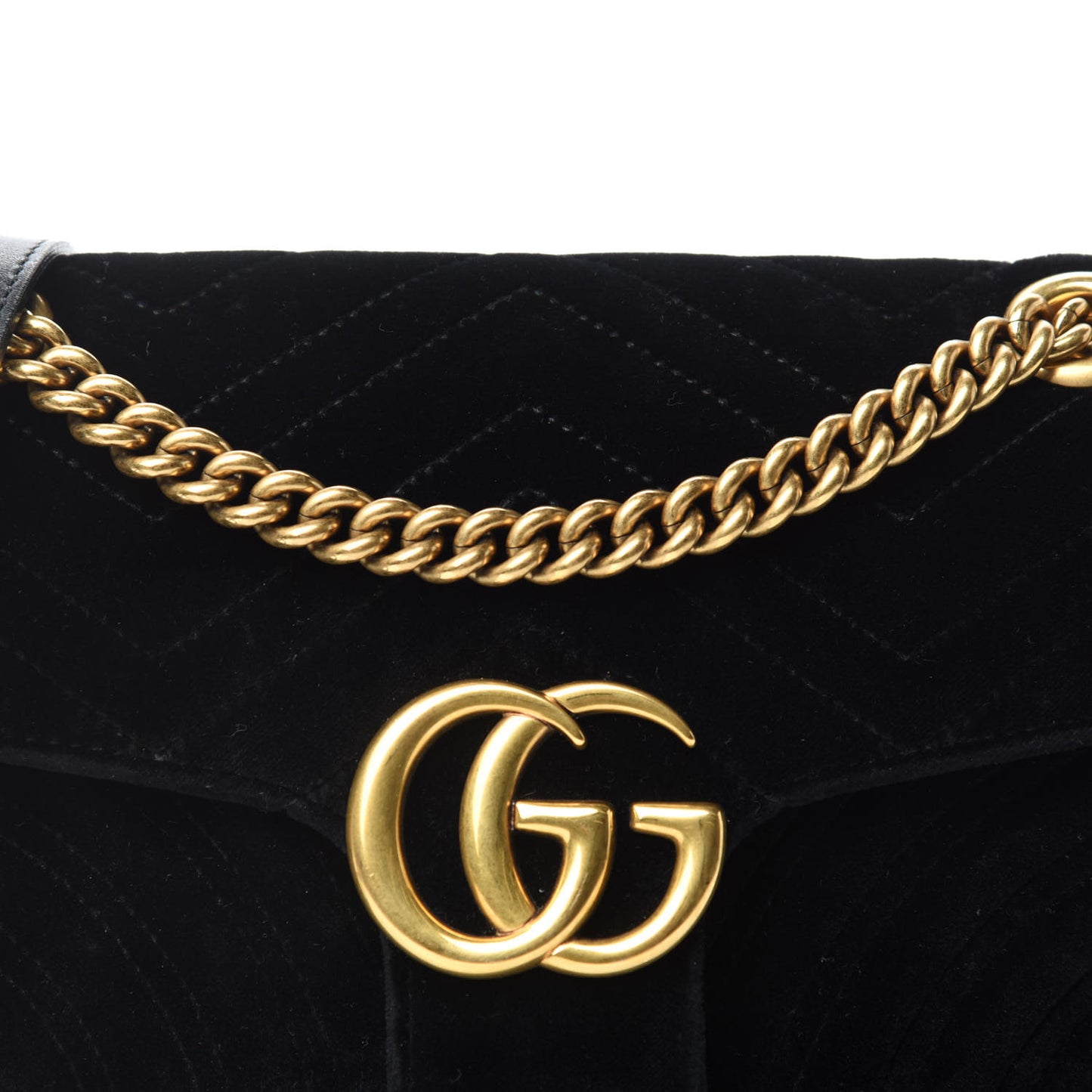 Velvet Matelasse Small GG Marmont Shoulder Bag Black