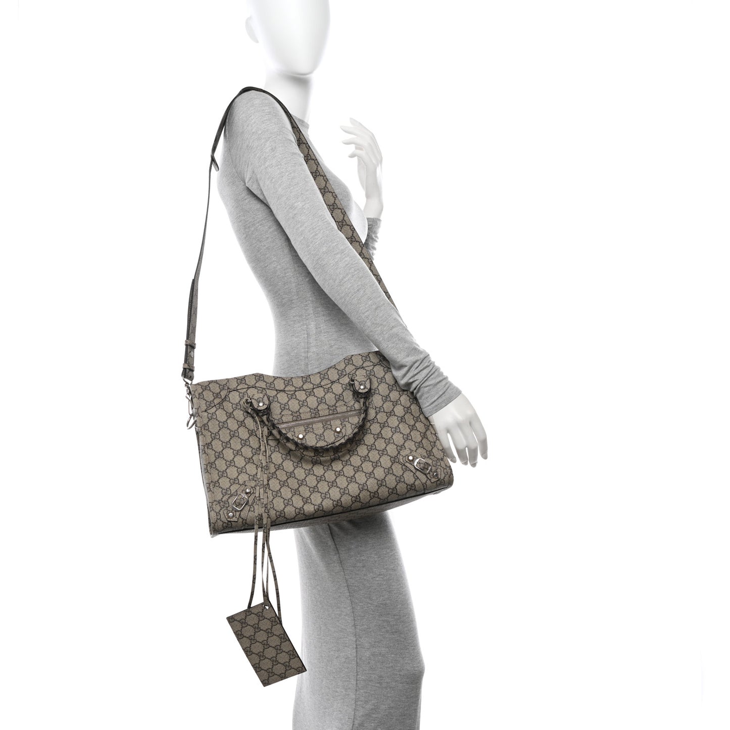 X GUCCI GG Supreme Monogram Neo Classic Silver Hardware City Beige Ebony