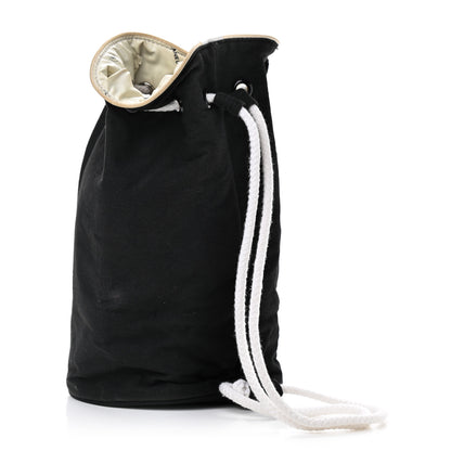 Chanel Canvas Drawstring Backpack Black White 3 of 8