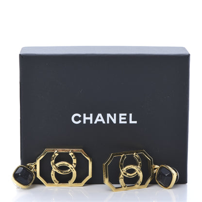 Chanel Metal Natural Stones CC Earrings Gold Blue 5 of 5