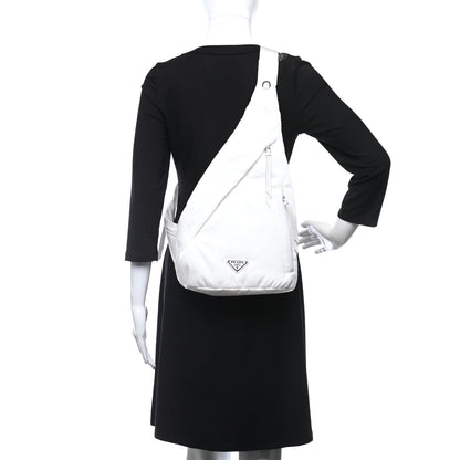 Prada Re-Nylon Vitello Metal Triangle Logo Sling Backpack White 2 of 10