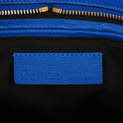 Alexander McQueen Pebbled Calfskin Small Skull Padlock Zip Around Tote Blue 6 of 9