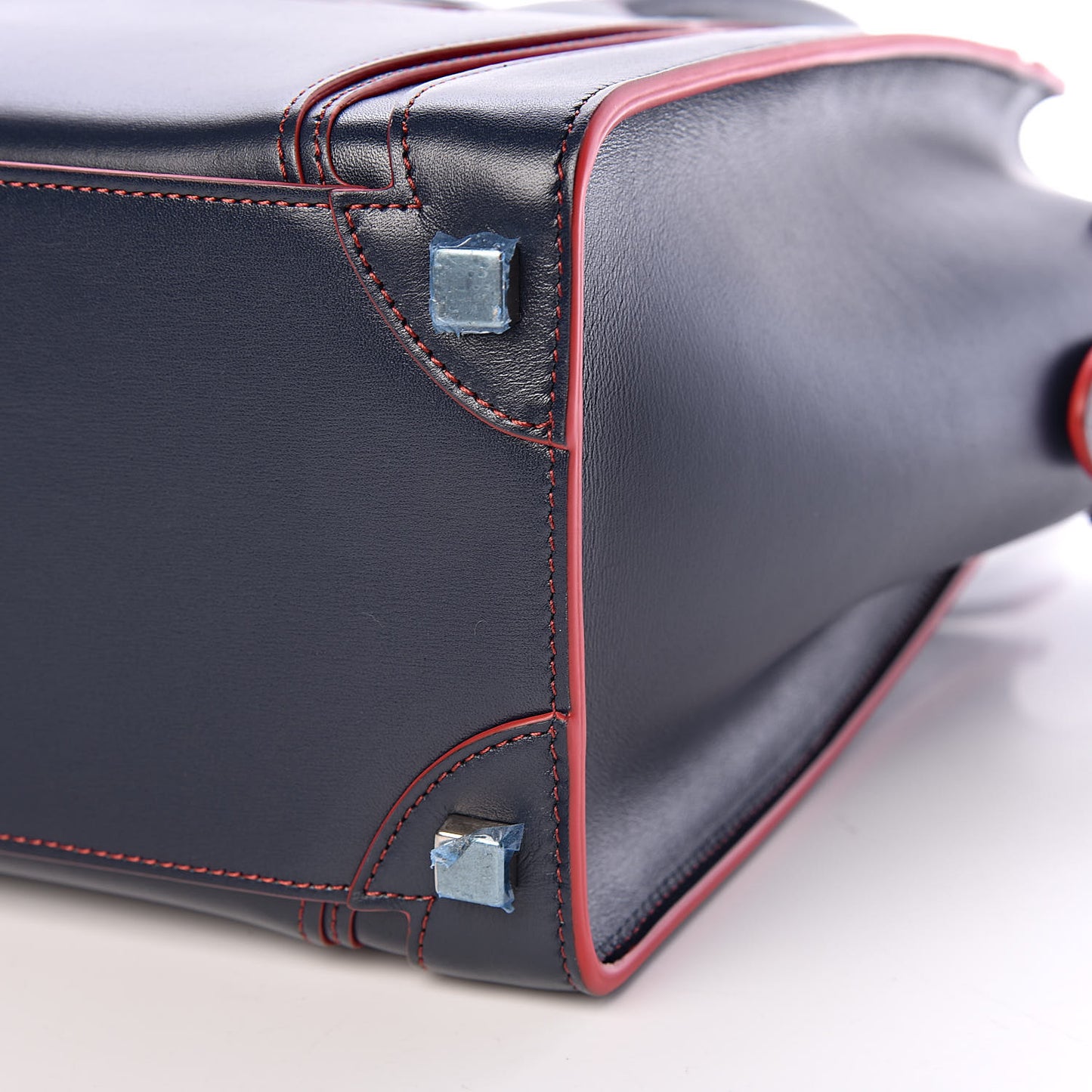 Satin Debossed Calfskin Micro Luggage Navy Blue