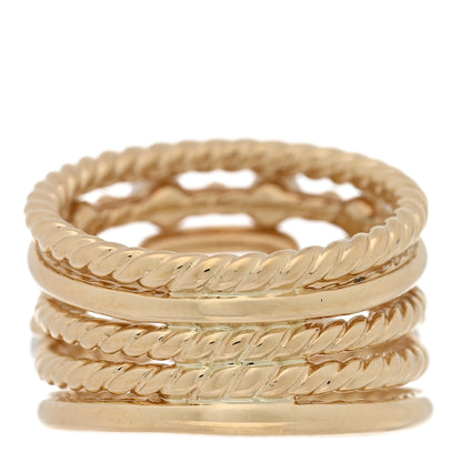 David Yurman 18K Yellow Gold Diamond Pearl 16mm Petite Perle Multi-Row Ring 52 6 3 of 4
