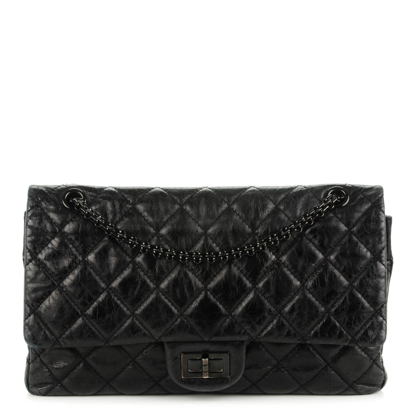Aged Calfskin Quilted 2.55 Reissue 227 Flap Black