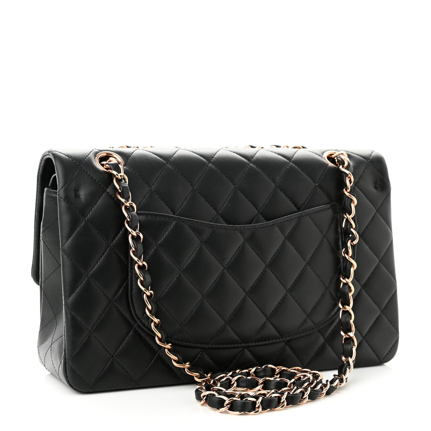 Lambskin Quilted Medium Double Flap Black