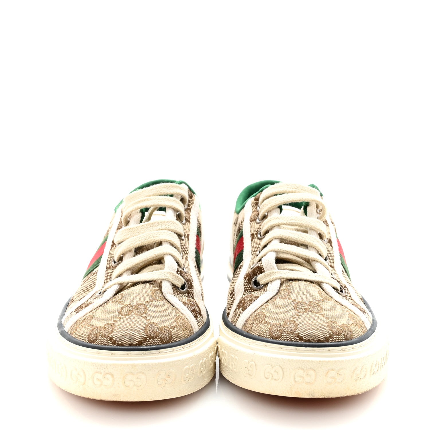 Gucci GG Monogram Web Womens 1977 Tennis Sneakers 35.5 Beige Ebony Mystic White 38 Beige Ebony Mystic White 3 of 8