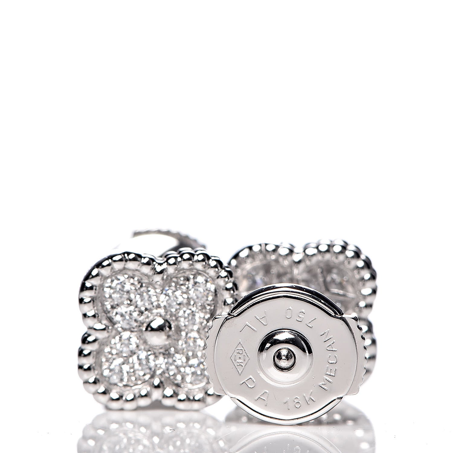 Van Cleef & Arpels 18K White Gold Diamond Sweet Alhambra Earrings 4 of 5