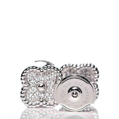 Van Cleef & Arpels 18K White Gold Diamond Sweet Alhambra Earrings 4 of 5