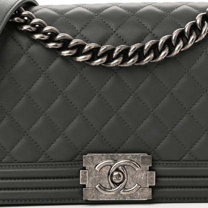Chanel Lambskin Quilted Medium Boy Flap Dark Grey 6 of 8