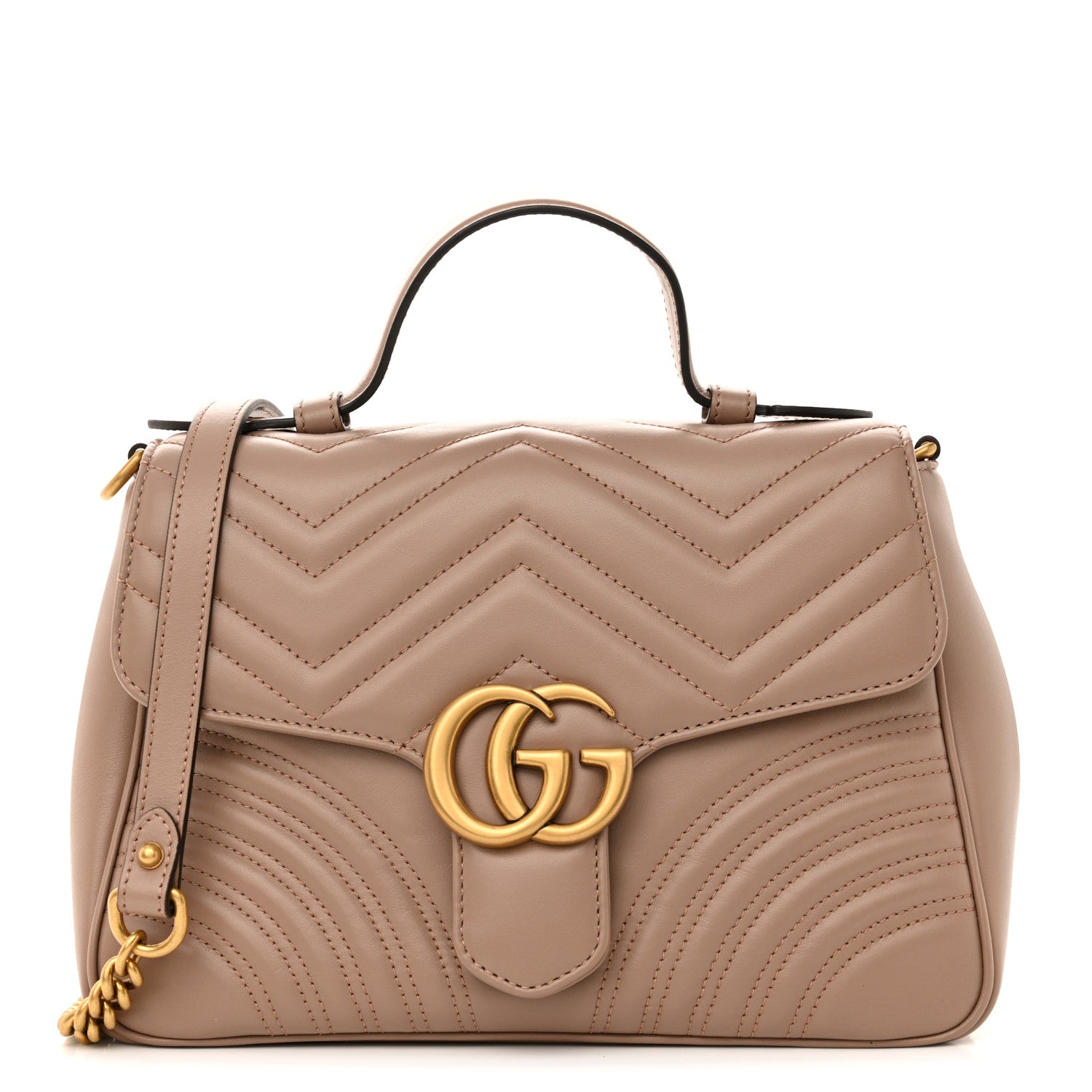 Gucci Calfskin Matelasse Small GG Marmont Top Handle Shoulder Bag Porcelain Rose 1 of 11