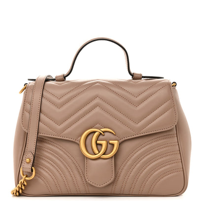 Gucci Calfskin Matelasse Small GG Marmont Top Handle Shoulder Bag Porcelain Rose 1 of 11