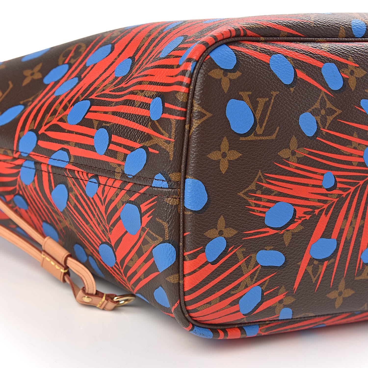 Louis Vuitton Monogram Jungle Dots Neo Neverfull MM Coquelicot Denim 9 of 11