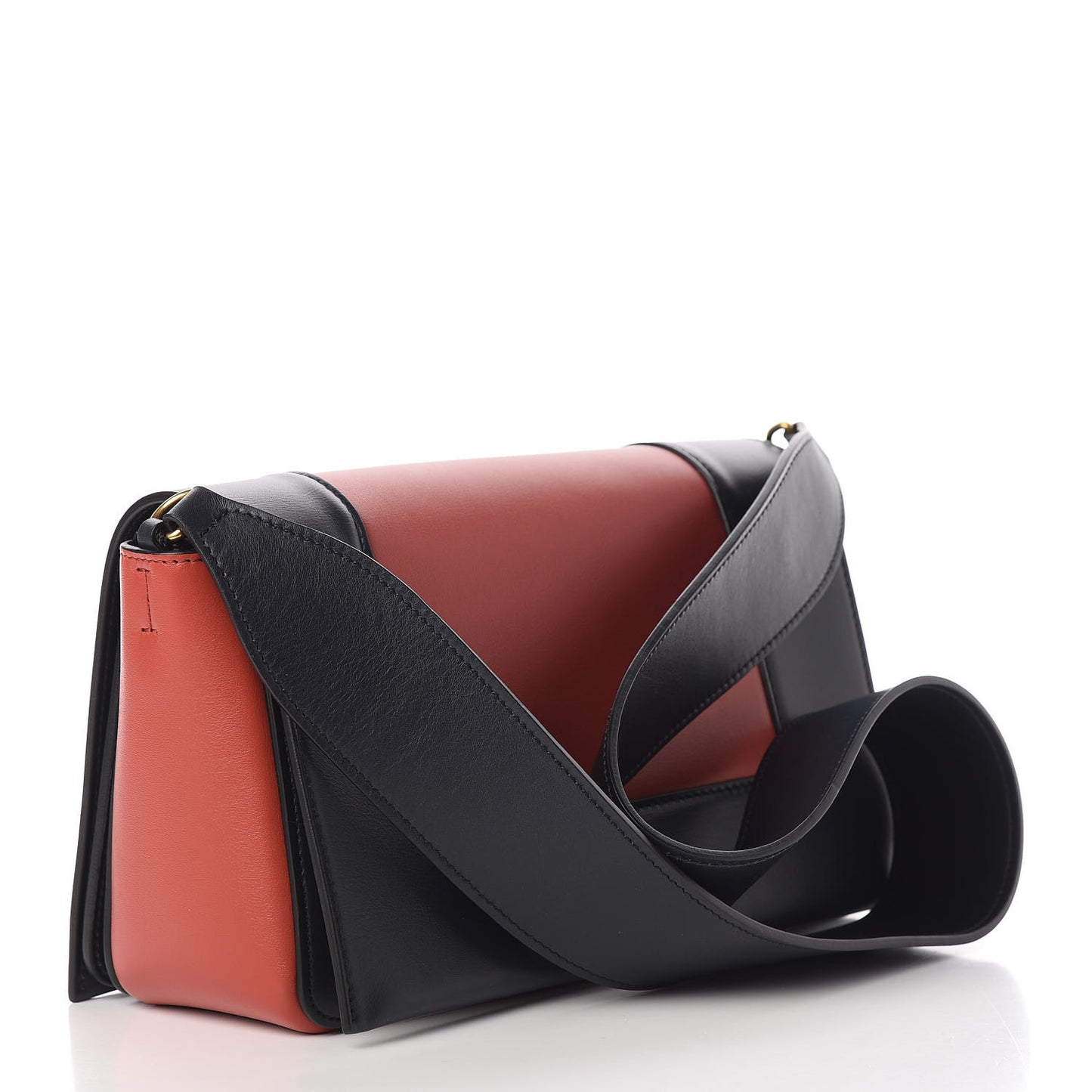 Shiny Smooth Calfskin Medium Frame Shoulder Bag Dark Navy Claycourt