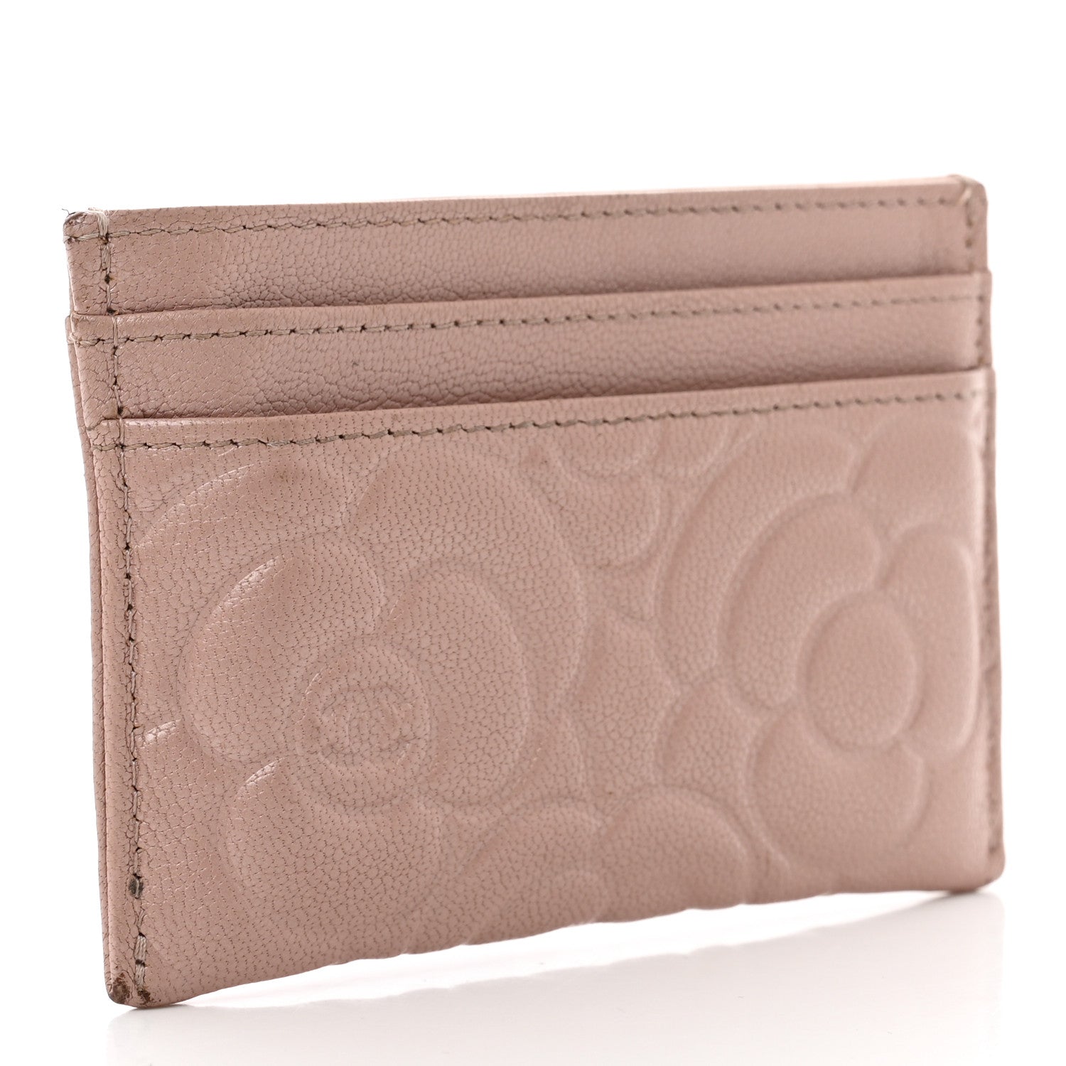 Chanel Goatskin Camellia Embossed Card Holder Light Pink 3 of 8