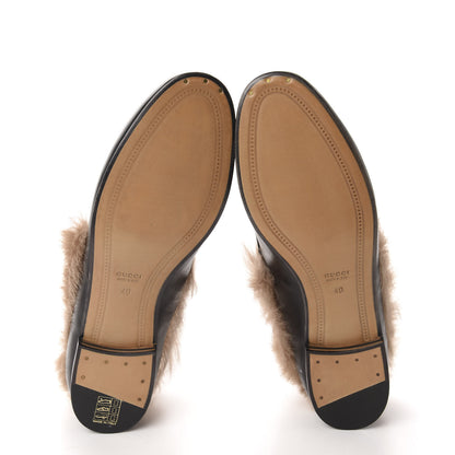 Gucci Malaga Kid Fur Womens Jordaan Loafers 40 Black Natural 6 of 9