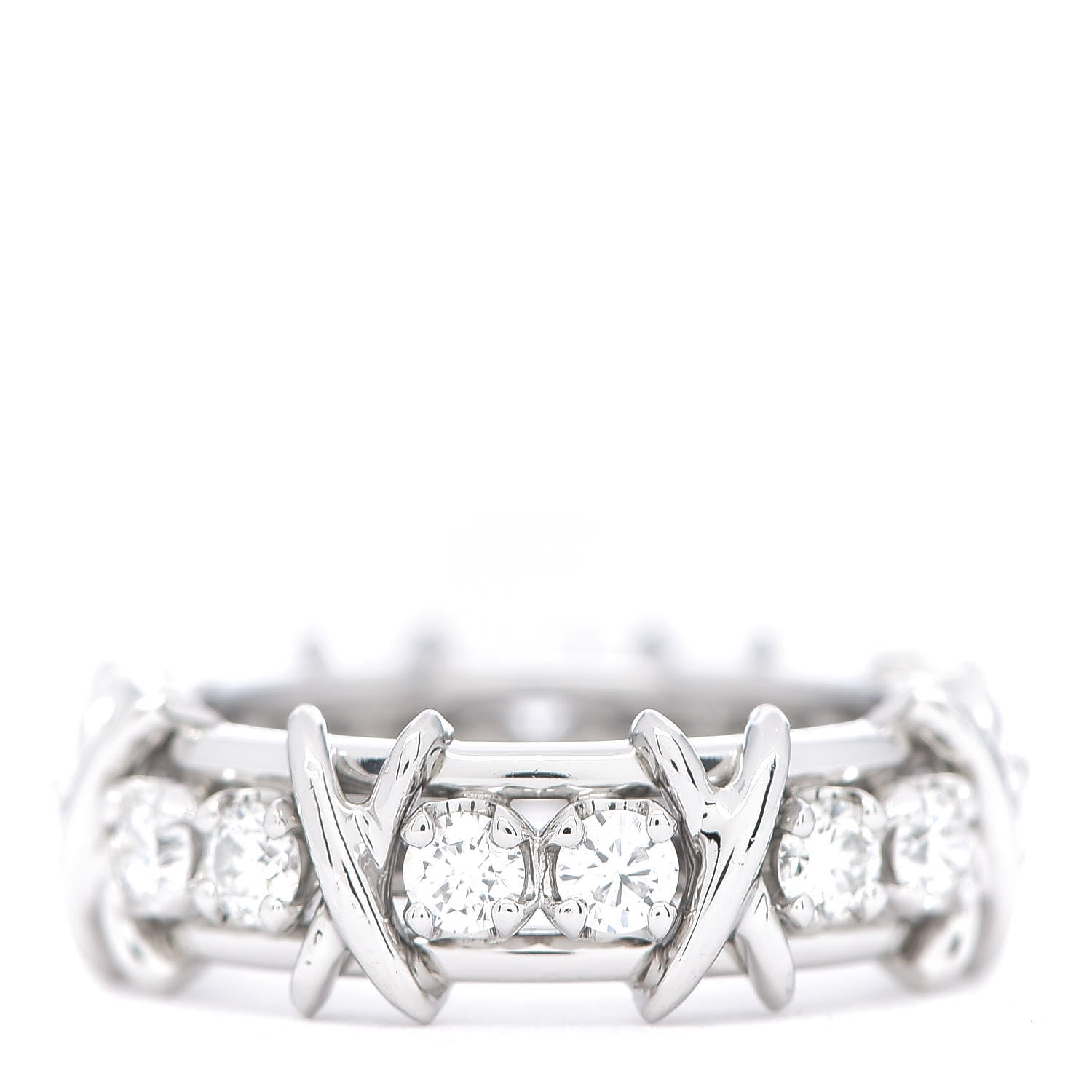Tiffany Platinum Diamond Schlumberger Sixteen Stone Ring 53 6.25 1 of 4