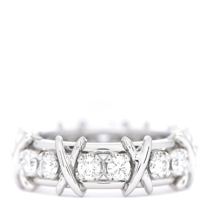 Tiffany Platinum Diamond Schlumberger Sixteen Stone Ring 53 6.25 1 of 4