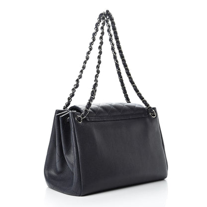 Chanel Caviar Quilted CC Accordion Shopping Bag Navy 3 of 15