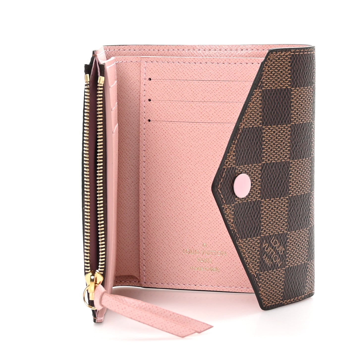 Damier Ebene Victorine Wallet Rose Ballerine