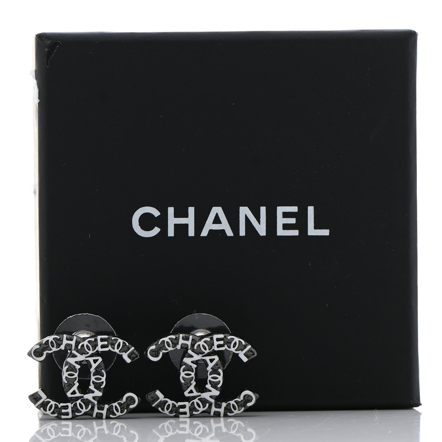 CC Earrings Ruthenium White Silver