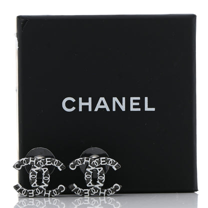 Chanel CC Earrings Ruthenium White Silver 5 of 5