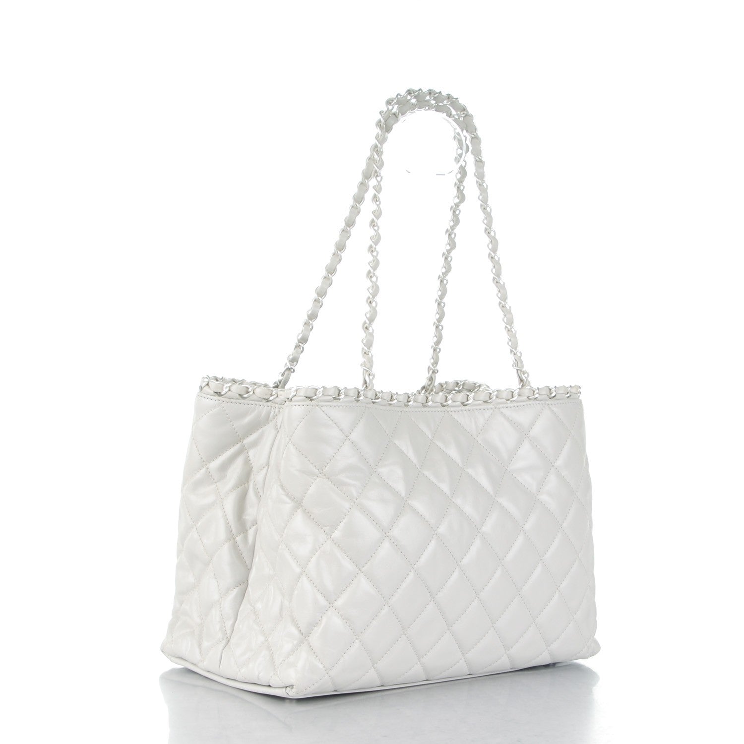 Chanel Glazed Calfskin Quilted Small Chain Me Tote Dark White 3 of 7