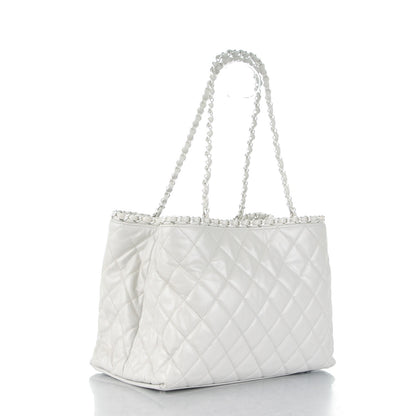 Chanel Glazed Calfskin Quilted Small Chain Me Tote Dark White 3 of 7